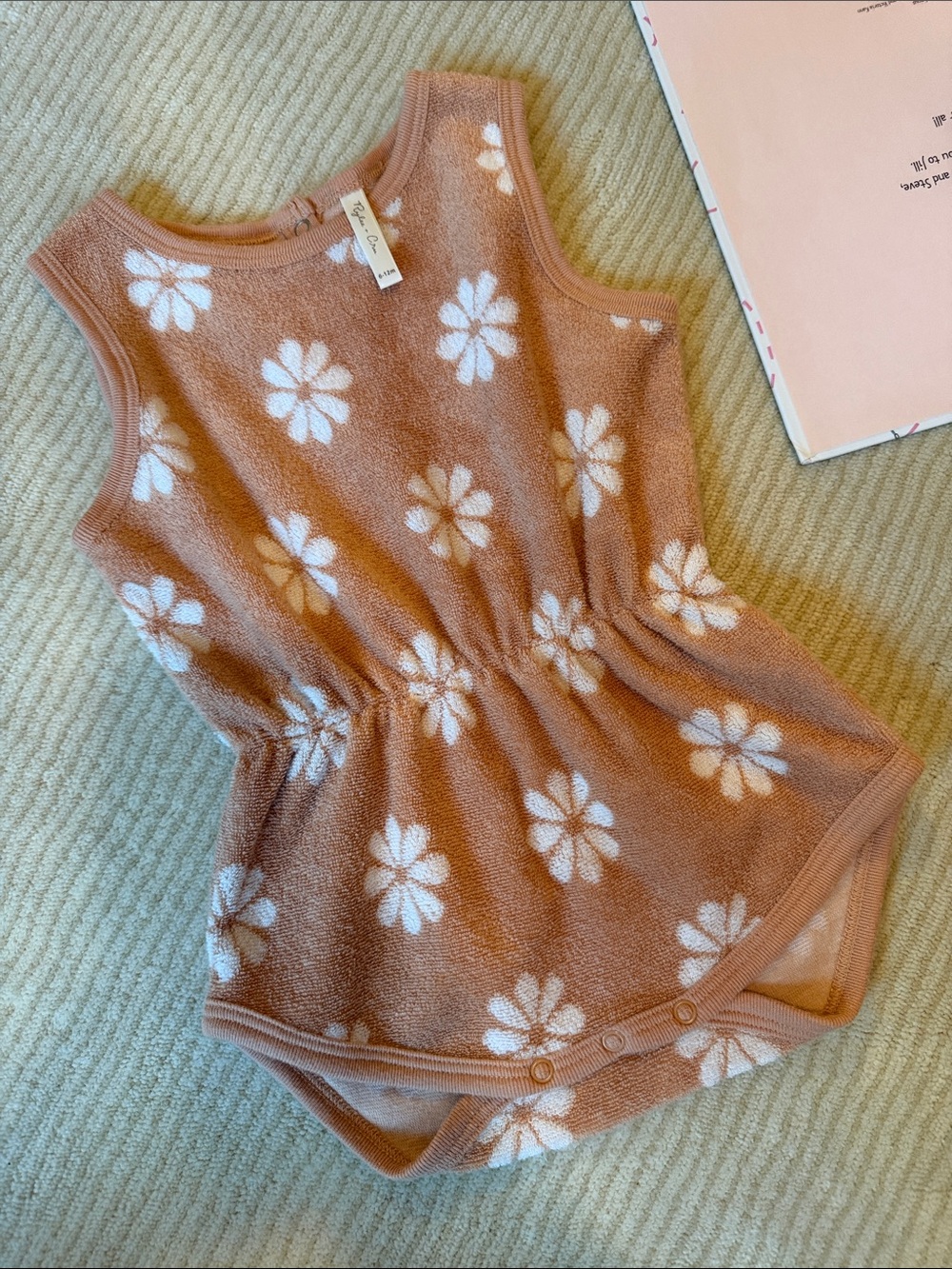 Rylee + Cru Coral Peach Floral Terry Romper
